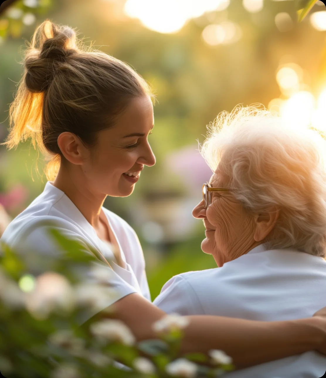 Caregiver supporting an elderly patient